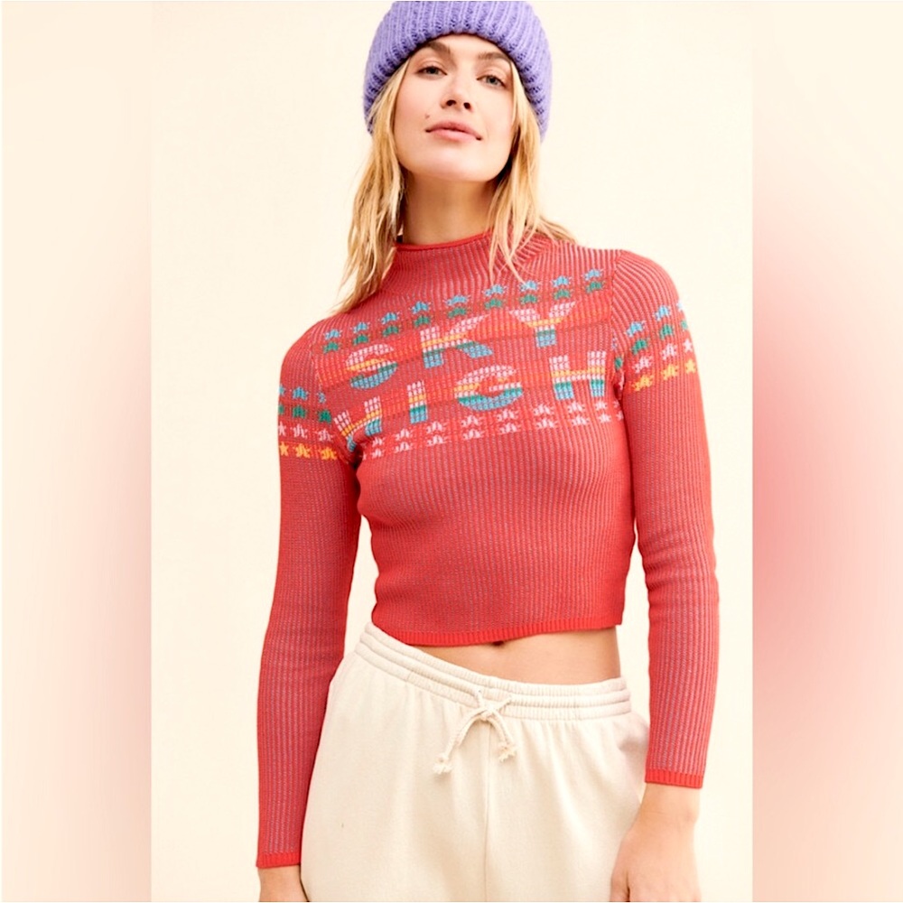 BDG Sky High Jacquard Cropped Sweater